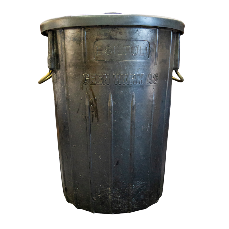 REFUSE BIN WITH LID AND METAL HANDLE 90LT