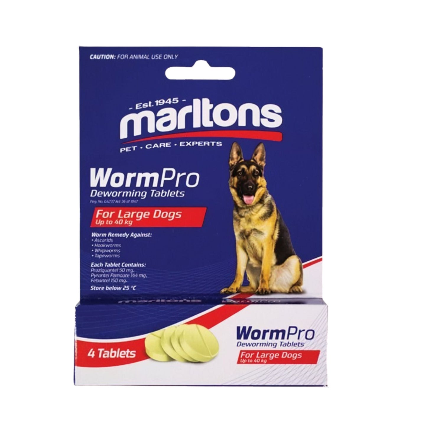 MARLTONS WORMPRO LARGE DOGS 31 - 40KGS(4 TABS)