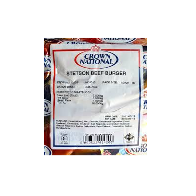 CROWN STETSON SPICE BURGER BEEF 1KG
