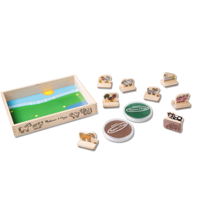 MELISSA & DOUG WOODEN STAMP SET BABY FARM ANIMALS