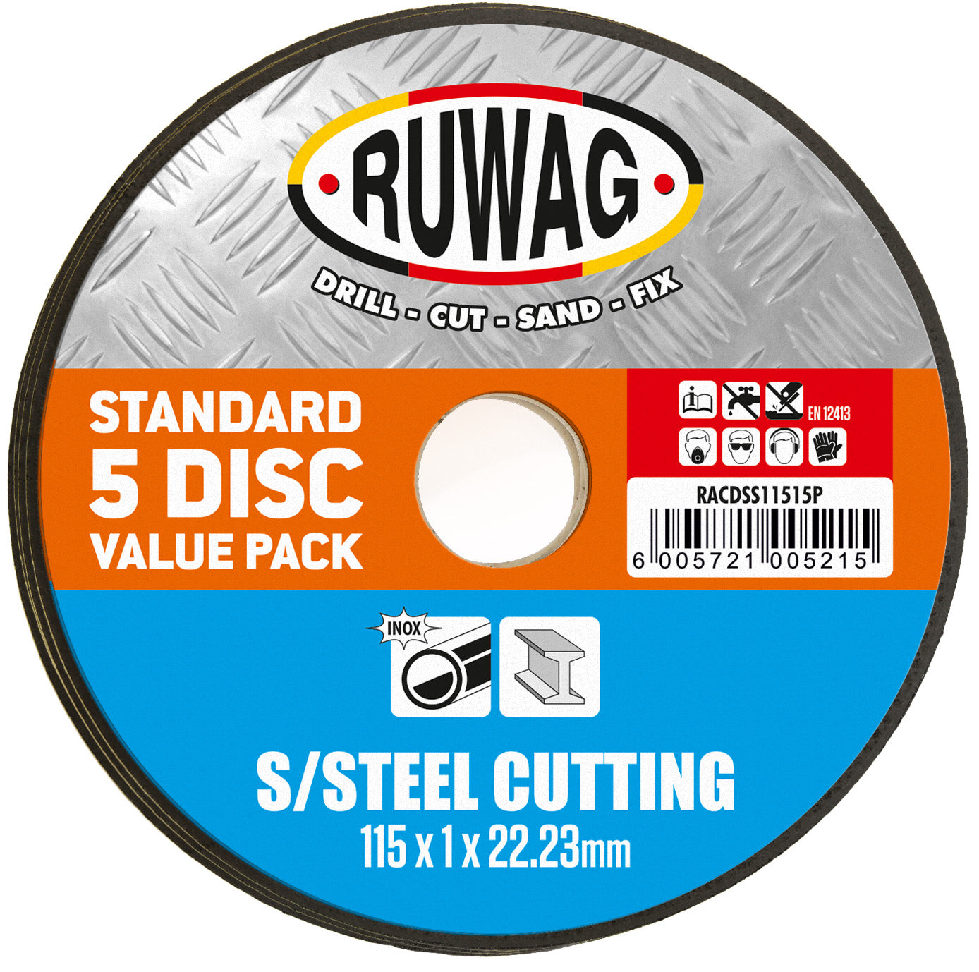 RUWAG CUTTING DISK 115MM SS ABRASIVE 5'S