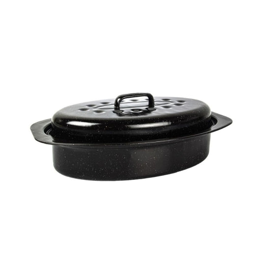 KAUFMANN OVAL ENAMEL COATED PAN + LID 37.5X26.25X6