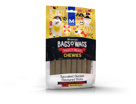 BAGS O'WAGS CHICKEN STICKS CHEWIES 120G