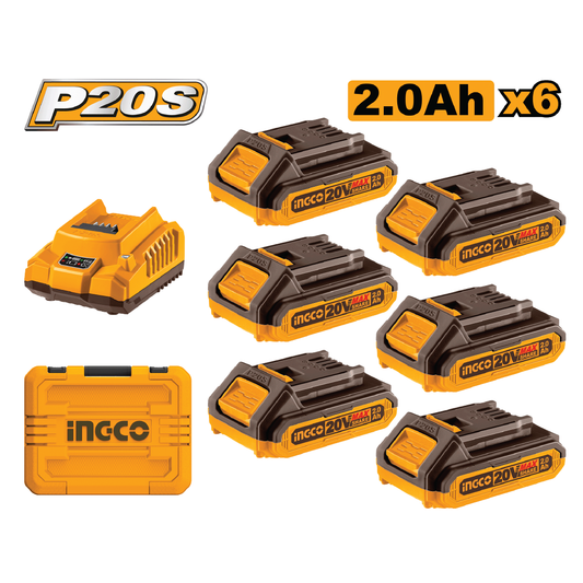 INGCO 6BATTERY CHARGER KIT 20V PS 2.0AH