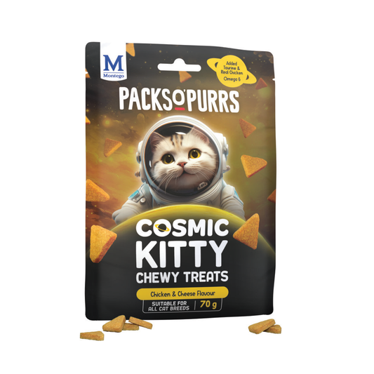 MONTEGO CAT TREATS COSMIC KITTY CHICKEN CHEESE 70G