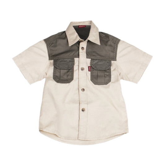 ICC MEERKAT KID 2 TONE BUSH SHIRT KHAK\OLIVE 11-12