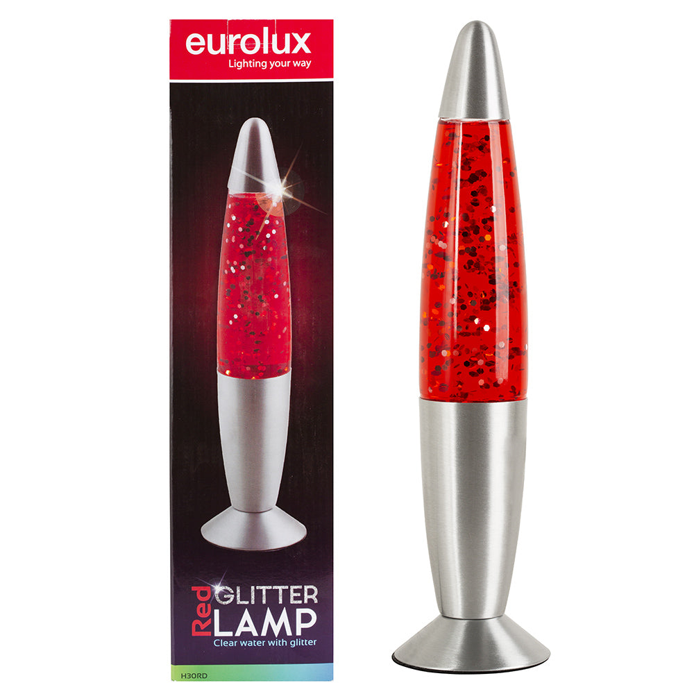 EUROLUX GLITTER LAMP RED SILVER 335MM