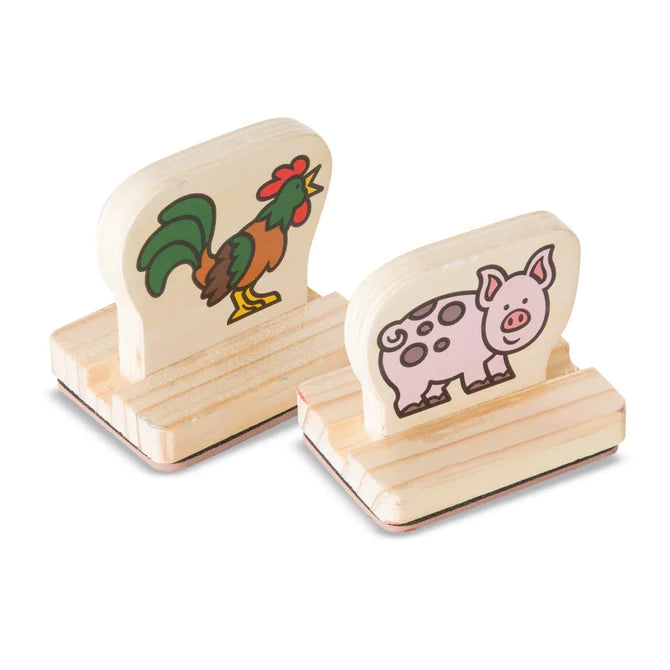 MELISSA & DOUG WOODEN STAMP SET BABY FARM ANIMALS