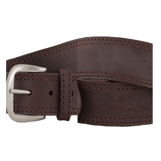 SNIPER BELT DOUBLE STITCH LEATHER DARK BROWN